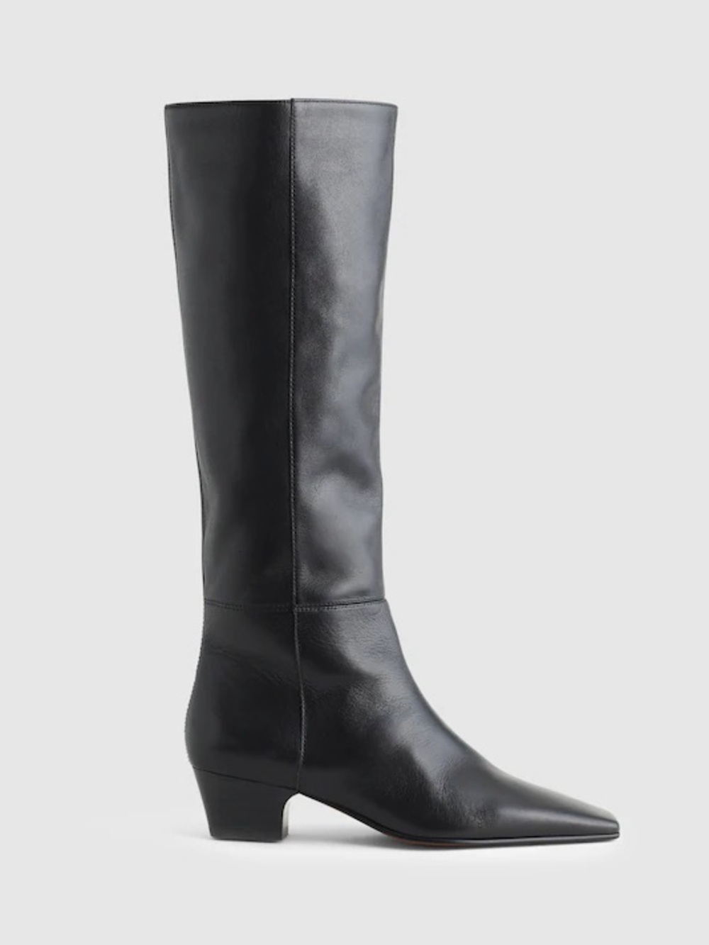 NWOB Madewell The Lexie Tall Leather Boot Black 9 Square Toe Knee High NX079